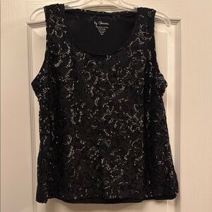 Chico's Black lace & sequins Sleeveless Tank Top